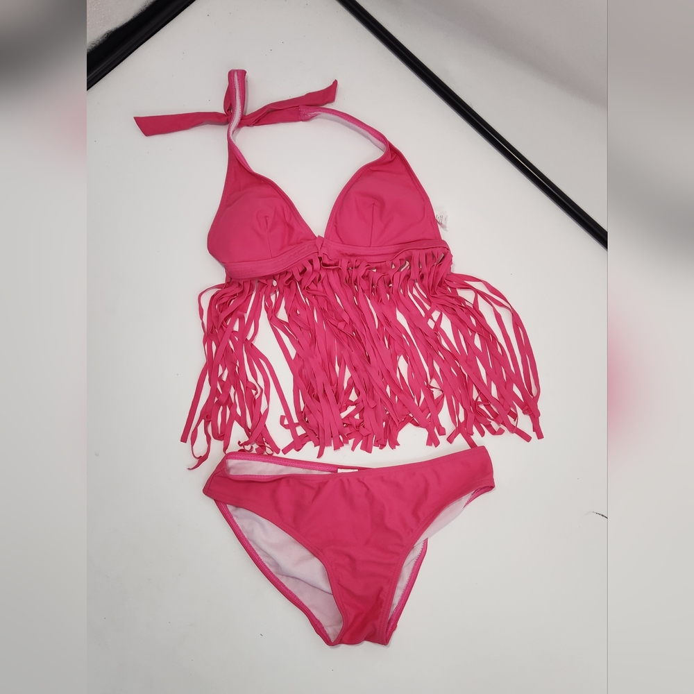 Pink Fringe Bikini Set